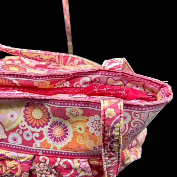 Vera Bradley Raspberry Fizz Paisley Betsy Tote Shoulder Bag Purse Pink Zip Close - Picture 12 of 15